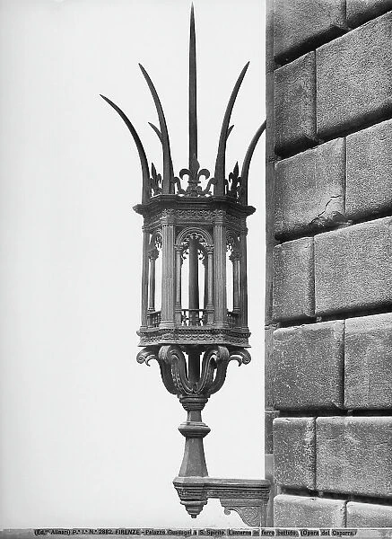 Wrought iron lantern located on a corner of the Palazzo Strozzi, Florence