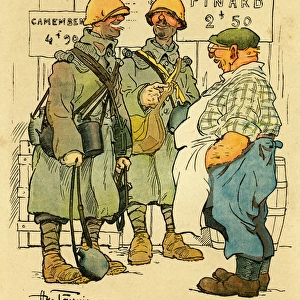 Cartoon, At the bistro, WW1