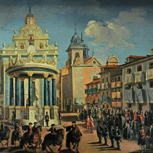Embellishment of Plaza Mayor, Charles III enters Madrid