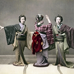 Three geishas dancing, Japan