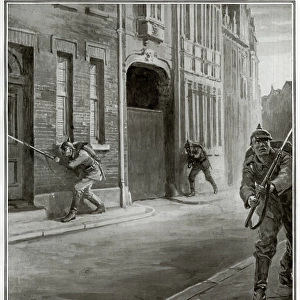 German soldiers entering Li觥, Belgium, 1914