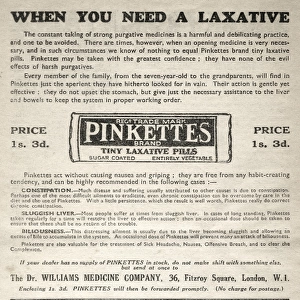 Information leaflet, Dr Williams Pinkettes, laxative pills