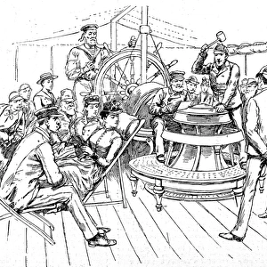 Passengers on the deck of a Trans-Atlantic steamer, 1888