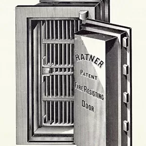 Ratner strong room door, No. 3, fire-resisting with lobby and grille. Date: circa 1920s