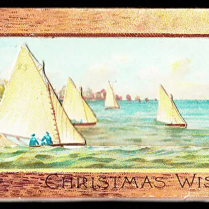 Sailing boats on a panoramic Christmas card