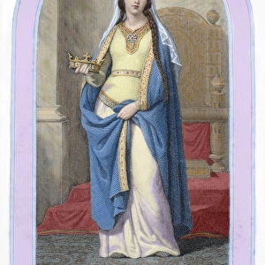 Saint Clotilde (475-545). Colored engraving