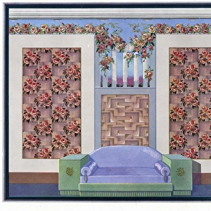 Wallpaper designs shown in a sample interior