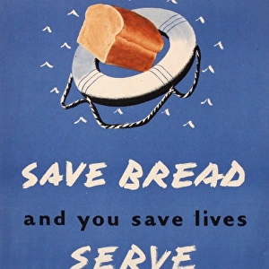 Wartime poster, save bread, serve potatoes