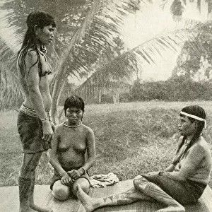 Three young women of the Kalabit tribe, Borneo, SE Asia