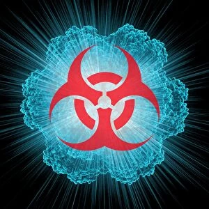 Biohazard symbol and virus