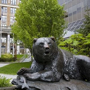 Bear sculpture by R. T. Wallen outside State Capitol Building, Juneau, Southeast Alaska