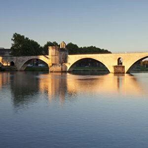 Bridge St. Benezet over Rhone River at sunrise, UNESCO World Heritage Site, Avignon