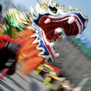 Dragon dance during Chinese New Year, Paris, Ile de France, France, Europe