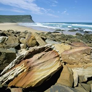 Eroded sandstone boulders at Garie Beach in Royal National Park, south of Sydney