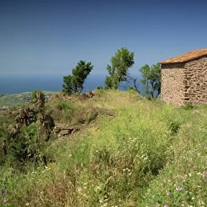 Landscape near Collioure and a small stone building, in Languedoc Roussillon
