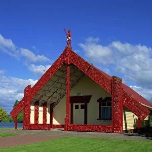 Marai, a Maori Meeting House at Rotorua, North Island, New Zealand, Pacific