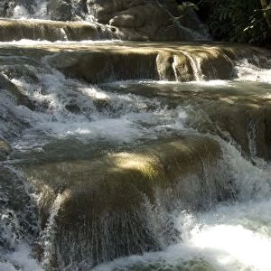Terraces of calcite travertine forming the Dunns River Falls, near Ocho Rios