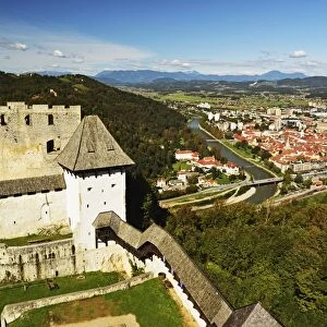 View of Celje Castle and Celje, Slovenia, Europe