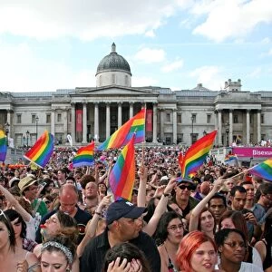 Crowds at Trafalgar Square at London Pride Parade 2009