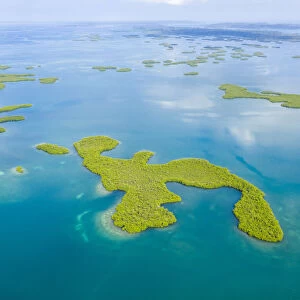 Aerial view of mangroves islands, province of Bocas Del Toro, Panama, Central America