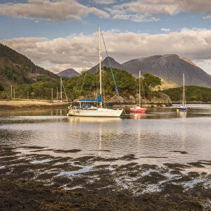 Boats in Bishops Bay, Loch Leven, Ballachulish, Highlands, Scotland, Great Britain