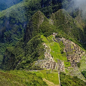Machu Picchu Ruins seen from the Machu Picchu Mountain, Cusco Region, Peru