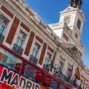 Madrid city tour red bus in Puerta del Sol, Madrid, Comunidad de Madrid, Spain
