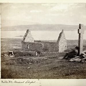 View of Keills chapel and cross, Argyll. Titled: Keills N: 1 Ancient Chapel