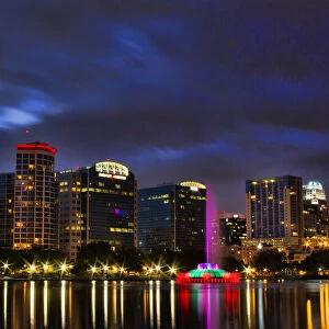 Downtown Lake Eola at night, Orlando, Florida