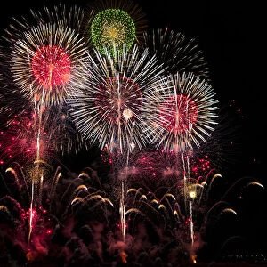 An exploding display of fireworks in Nagano City, Japan