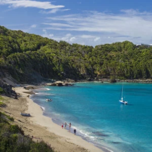 French West Indies, St-Barthelemy. Colombier, Anse de Colombier bay and beach
