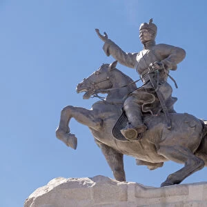Mongolia, Ulaanbaatar. Statue of Mongolian revolutionary hero Damdin Sukhbaatar, Sukhbaatar Square