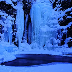 Sweden, Norrbotten, Abisko. Icefall in Abisko Canyon