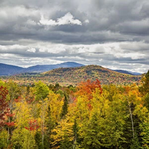 USA, New York, Adirondacks. Indian Lake, Fall color at overlook along Route 28