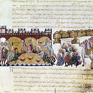 ARABS IN SICILY, 1039. Arab encampment around the town of Messina, Sicily, 1039