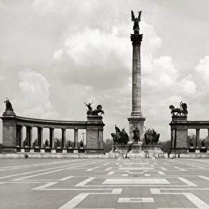 BUDAPEST: HEROES SQUARE. A view of Heroes Square in Budapest, Hungary. Photographed by Ede Tomori, c1970