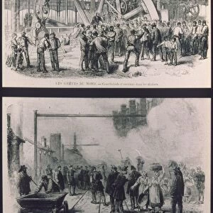 FRANCE: STRIKE, 1872. Coal-mine strike in northern France, 1872: strikers meeting and troops occupying the mine. Contemporary engraving