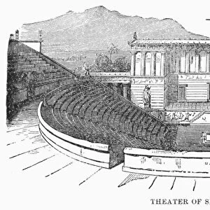 GREECE: THEATER OF SEGESTA. The ancient Greek theatre of Segesta. Line engraving, 19th century