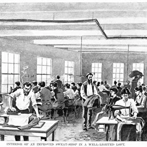 SWEATSHOP, c1900. Interior of an Improved Sweat-shop in a Well-Lighted Loft. Drawing