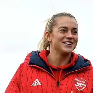 Alessia Russo Examining Pitch Before Arsenal Women vs. Watford Women FA Cup Match
