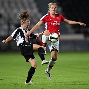 Arsenal Ladies Crush PAOK: Gemma Davison and Ekaterina Spiro in Action during Arsenal's 9-0 Victory in the UEFA Champions League