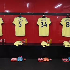 Arsenal Players Shirts in Changing Room Before Crystal Palace Match, 2021-22 Premier League
