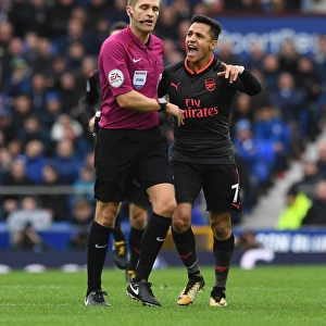 Arsenal's Alexis Sanchez Contests Referee Decision During Everton Clash (2017-18)