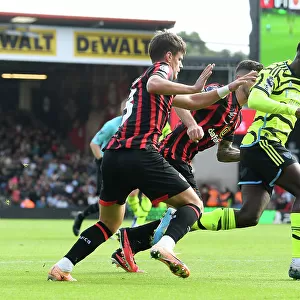 Arsenal's Eddie Nketiah Faces Pressure Against AFC Bournemouth in Premier League Clash (2023-24)