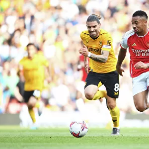 Arsenal's Gabriel Jesus Outruns Neves in Thrilling Arsenal vs. Wolverhampton Wanderers Clash (2022-23)