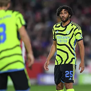 Arsenal's Mohamed Elneny in Action against Brentford in Carabao Cup Third Round