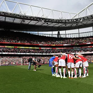 Arsenal's Unified Focus: The Pre-Match Huddle, 2023-24 Premier League Season