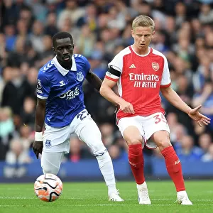 Arsenal's Zinchenko Faces Pressure from Everton's Gueye in Premier League Clash