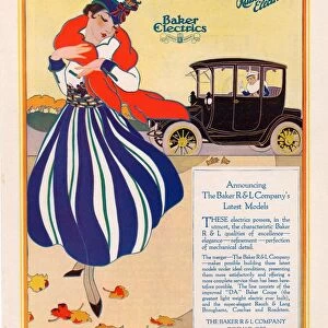 Baker Electric Cars 1910s USA cc cars womens skirts stripes hats wraps seasons autumn