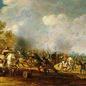 Cavalry Charge, by Pieter Meulener, oil on wood, 1645